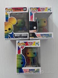 lotto 3 funko pop pride mickey batman robin