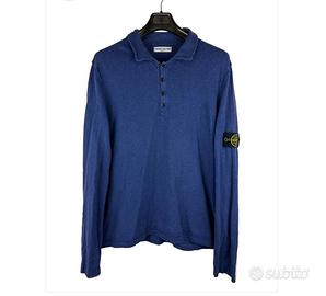 Maglione stile polo blu Stone Island