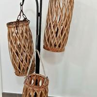 Lotto 3 Cesti Lanterne Portacandele in Vimini da G