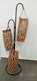 Lotto 3 Cesti Lanterne Portacandele in Vimini da G