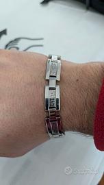 Bracciale a maglie acciaio fantasia chiave "Greca"