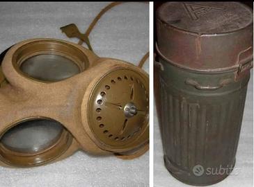 Maschera antigas con tubo Seconda guerra mondiale 
