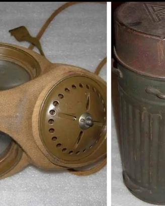 Maschera antigas con tubo Seconda guerra mondiale 