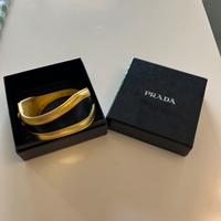 Prada Collana girocollo in pelle oro nero