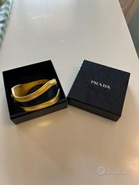 Prada Collana girocollo in pelle oro nero