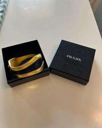 Prada Collana girocollo in pelle oro nero