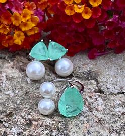 Parure argento 925 smeraldo colombiano