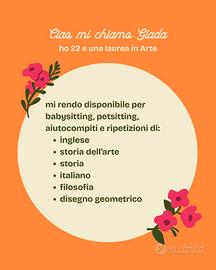 Babysitter, petsitter e aiuto compiti