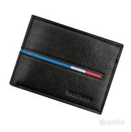 Portafoglio corto minimalista elegante nero da uom