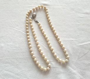 Collana lunga perle donna signora Vintage anni '80