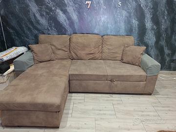 Divano letto 3 posti con penisola e cassettone