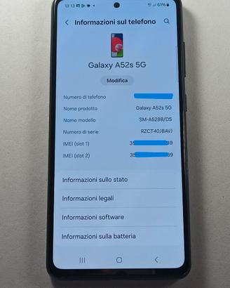 SAMSUNG A52s 5g 6/128 Amoled 2 SIM Viso + Impronte