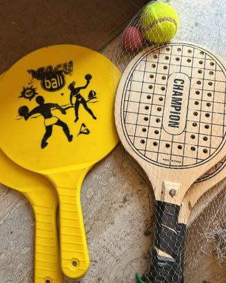 Set Racchettoni Beach Tennis 4 Racchette + Palline