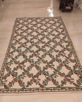 Tappeto floreale stile Aubusson / Punto Ago - 