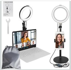 1 lampada ad anello a LED, per PC o telefono.