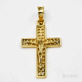 Ciondolo oro giallo 18kt pieno  Crocifisso A.340