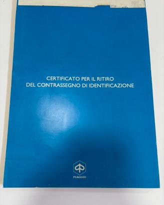 Certificato Piaggio per contrassegno