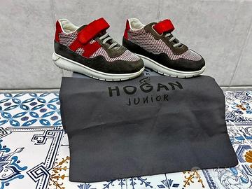 Hogan bimbo camoscio grigio rosso