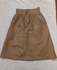 Gonna lunga Vintage Vera Pelle colore beghe cachi