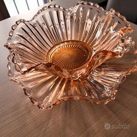 Set centrotavola in vetro a forma di fiore.Vintage