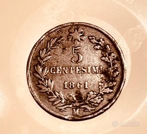 5 centesimi 1861 Vittorio Emanuele II