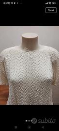 maglia traforata, bianca, a maglia. taglia M/L