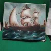 quadro pittura veliero vintage