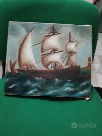 quadro pittura veliero vintage