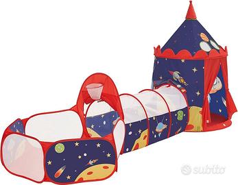 Tenda gioco 3 in 1 con tunnel e piscina