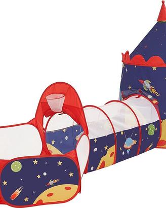Tenda gioco 3 in 1 con tunnel e piscina