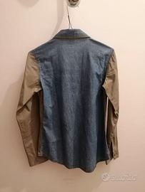 Camicia denim blu e cachi
