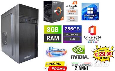 PC RYZEN 5 8GB RAM SSD NVME NVIDIA 2GB WIN11 PRO