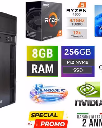 PC RYZEN 5 8GB RAM SSD NVME NVIDIA 2GB WIN11 PRO