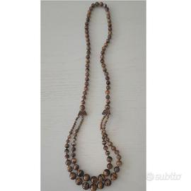 Collana occhio di tigre vintage 2 capi  scalari