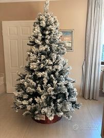 Albero di natale innevato + collare sotto in legno