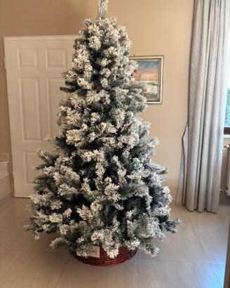 Albero di natale innevato + collare sotto in legno