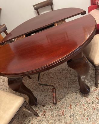 Tavolo antico ottocento a manovella in mogano 
