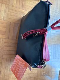 Borsa Campo Marzio nera e manico rosso