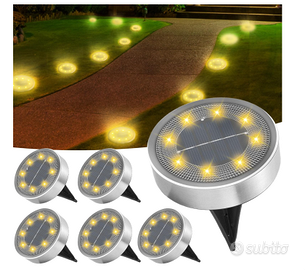 6 luci solari da pavimento per esterni a 8 led . I