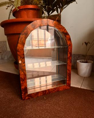 Vetrinetta specchio legno e vetro