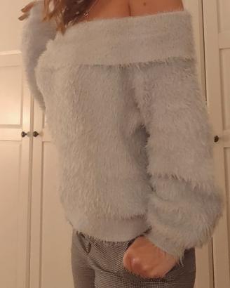 maglione di pelo bianco ottico