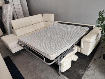 Divano letto in vera pelle