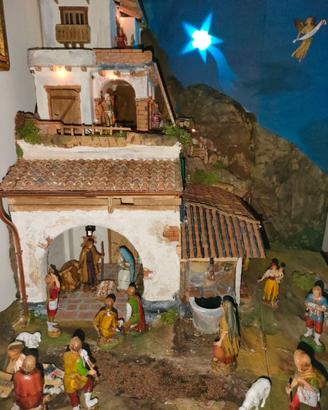 Artistico presepe angolare fatto a mano