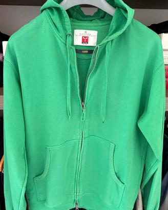 Felpa uomo con cappuccio e zip verde tg L Payper