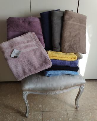 ASCIUGAMANI E TELI BAGNO 9 PEZZI VARI COLORI 