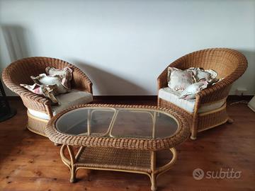 set salotto in vimini