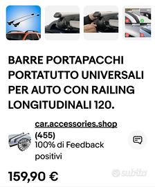 Barre portapacchi in alluminio universali per auto