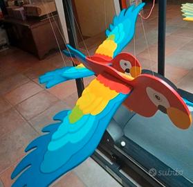 Set due pappagalli colorati in legno nuovi