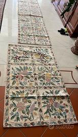 Tappeti Chain Stitch lana con decorazioni floreali