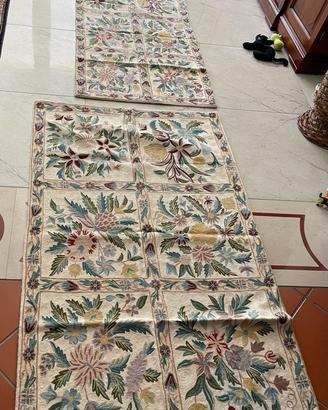 Tappeti Chain Stitch lana con decorazioni floreali